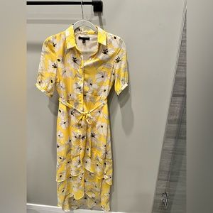 Banana republic yellow midi shirt dress